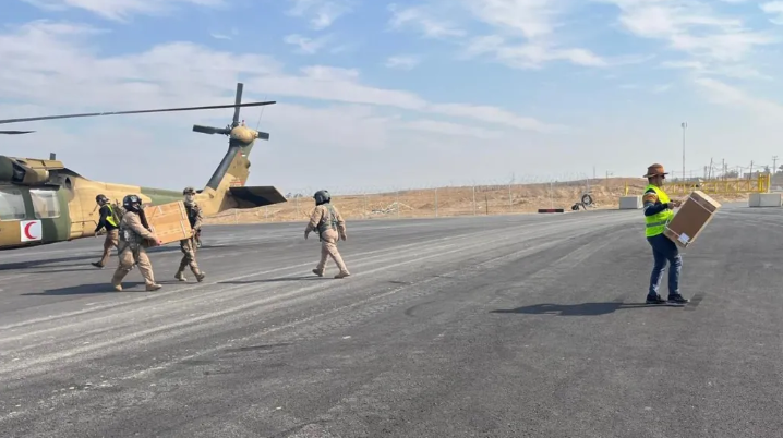 BBC travels with first Jordanian helicopter delivering aid inside Gaza