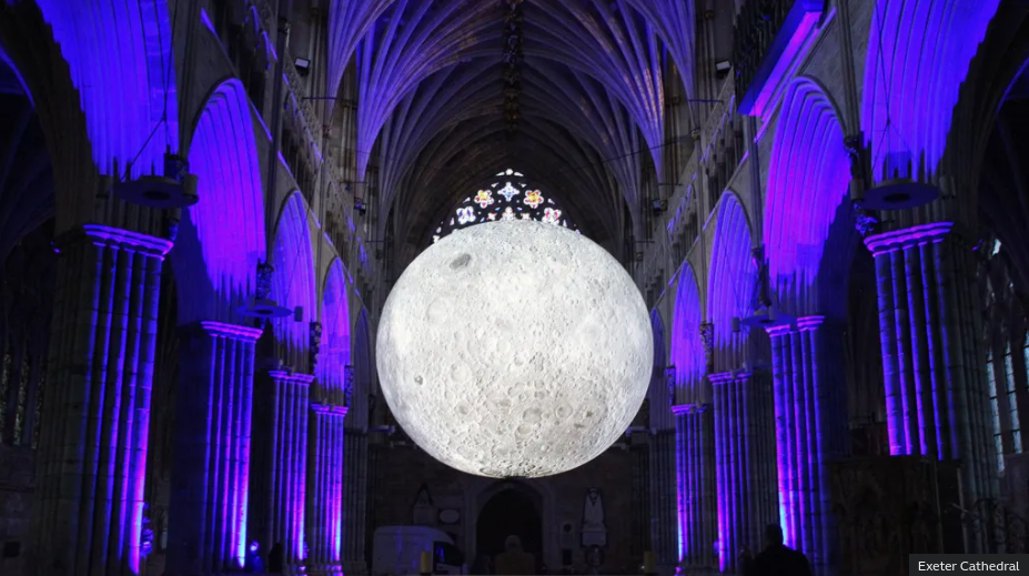 Giant moon sculpture returns to Exeter Cathedral