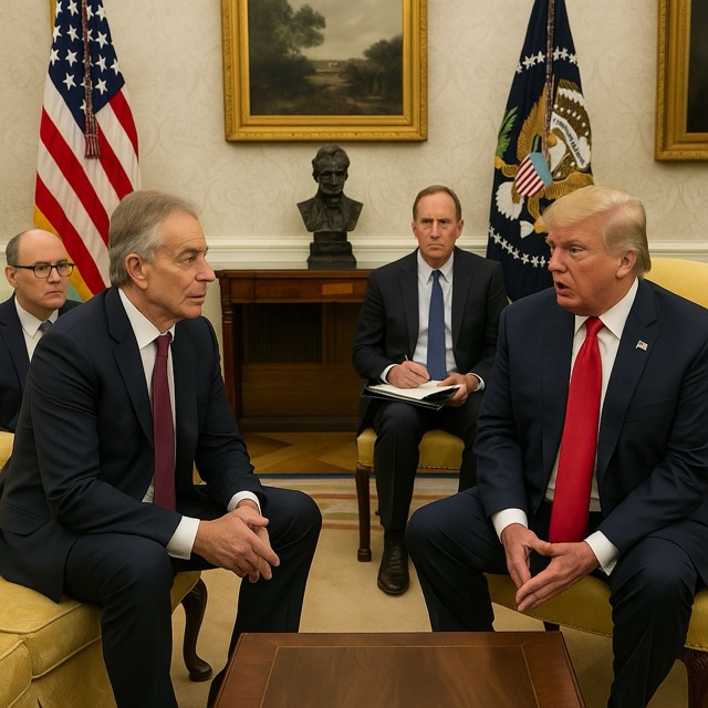 Trump Hosts Blair at White House for Talks on Gaza’s Postwar&nbsp;Future