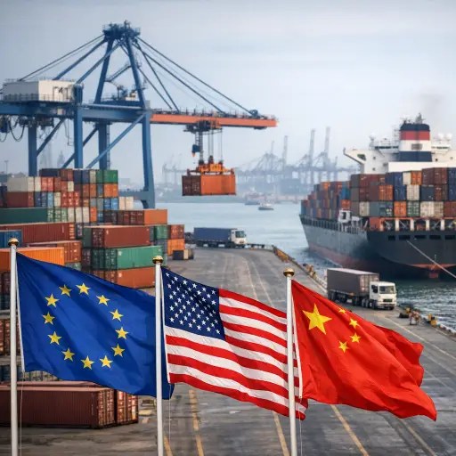 EU Trade Surplus Shrinks Under Mounting Global Pressures
