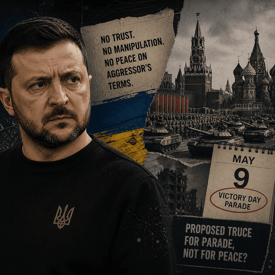 Zelenskyy Accuses Kremlin of Cynicism as Russia Seeks Truce for Victory Day Parade