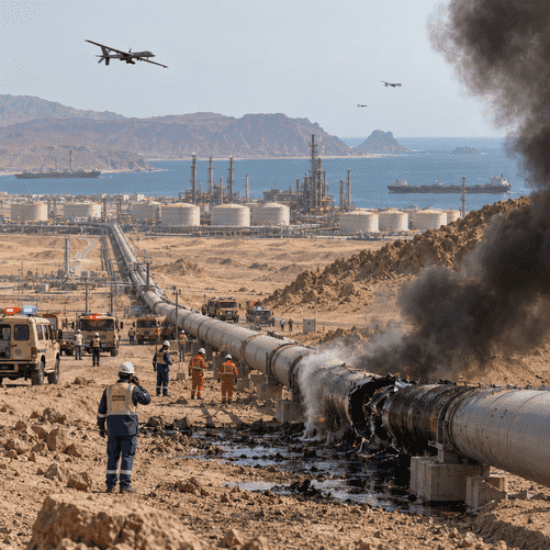 Drone Strike Severs Saudi Oil Lifeline as Middle East Energy Crisis Deepens