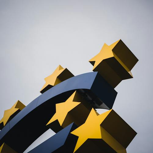 Illustrative image of the euro symbol outside the European Central Bank in Frankfurt.